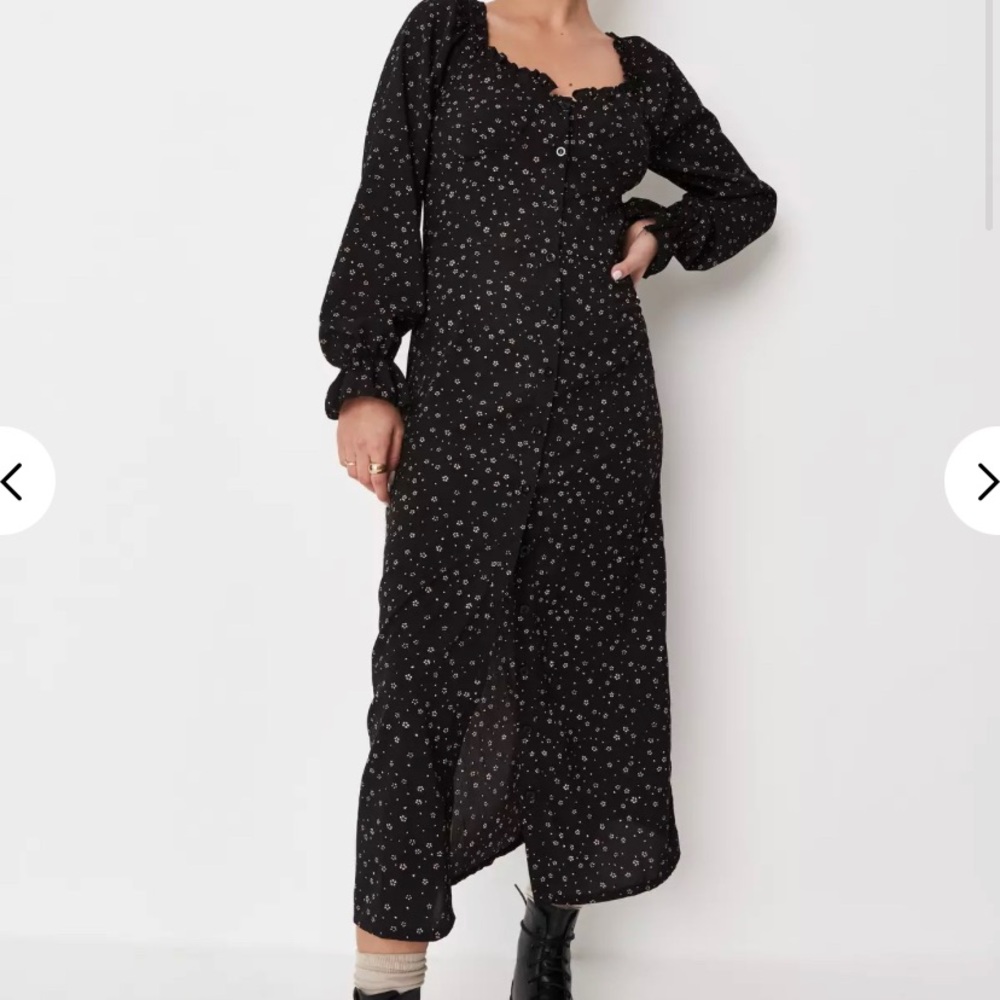 Black Floral Midi Dress
